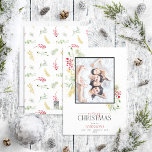Gold Winter Greenery Merry Christmas Photo Holiday<br><div class="desc">Introducing our Gold Winter Greenery Merry Christmas Photo Holiday Card! This beautiful card features your favorite family photo, with Merry Christmas in a popular hand lettered calligraphy and serif font duo. It's embellished with a festive hand painted watercolor winter botanical greenery with red berries. The card can be personalized with...</div>