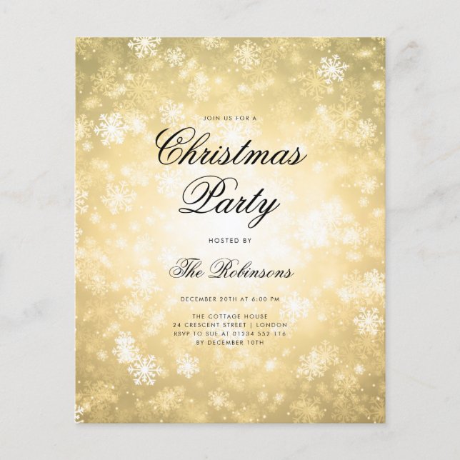 Gold Winter Holiday Invite Program & Menu Flyer (Front)