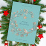 Gold | Winter Ice Blue Wreath Christmas | New Year Foil Holiday Card