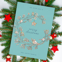 Gold | Winter Ice Blue Wreath Christmas | New Year