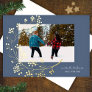 Gold Winter Natural Blue Merry Christmas Photo Foil Holiday Card