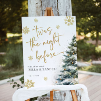 Gold Winter Rehearsal Dinner Sign Night Before