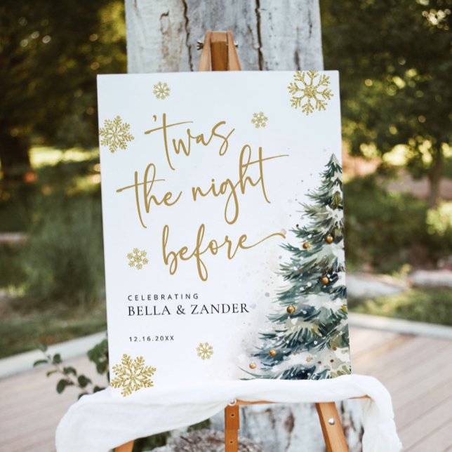 Gold Winter Rehearsal Dinner Sign Night Before (Creator Uploaded)