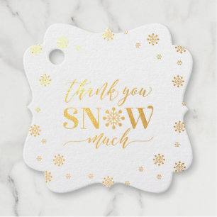 Gold Winter Snow Birthday, Baby Shower Thank you Foil Favor Tags