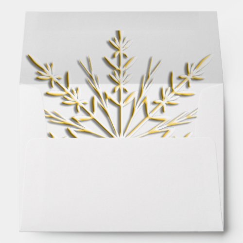 Gold Winter Snowflake on White Envelope
