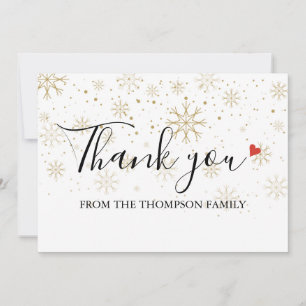Gold Winter Snowflakes Christmas Holiday Thank You Card