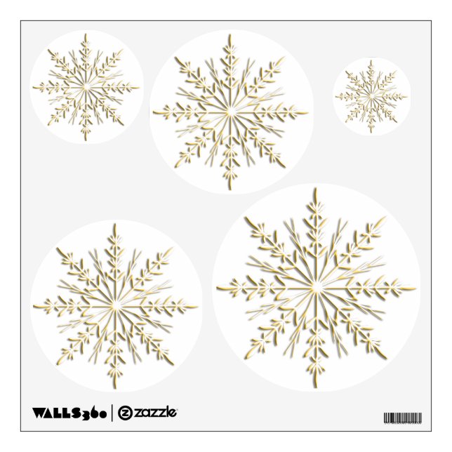 Gold Winter Snowflakes on White Wall Sticker (Front)