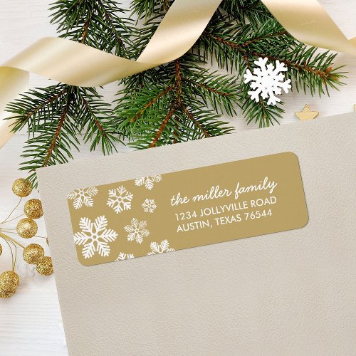 Gold Winter Snowflakes Personalized Address Label