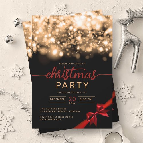 Gold Winter Sparkling Company Xmas Party  Invitation