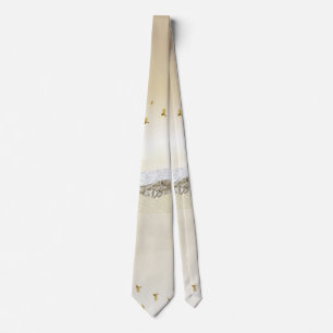 Gold Winter Sunset Mountain Reflection In Water Neck Tie