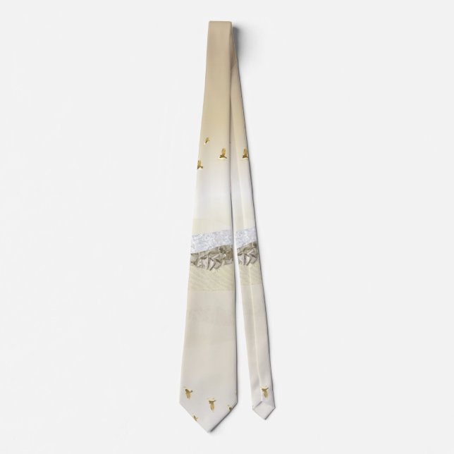 Gold Winter Sunset Mountain Reflection In Water Neck Tie (Front)