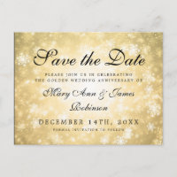 Gold Winter Wonderland Anniversary Save The Date