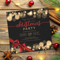 Gold Winter Wonderland Company Xmas Red Ribbon Invitation