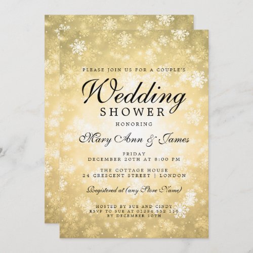 Gold Winter Wonderland Couples Wedding Shower Invitation