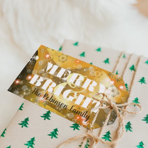 Gold Winter Wonderland Snowflakes And Lights Xmas Gift Tags
