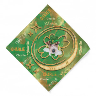 Gold Wire Fox Terrier St. Patrick's Day Dog Bandana