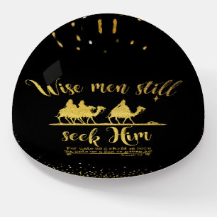 Gold Wise Men Still Seek Him with Bible Verse Paperweight