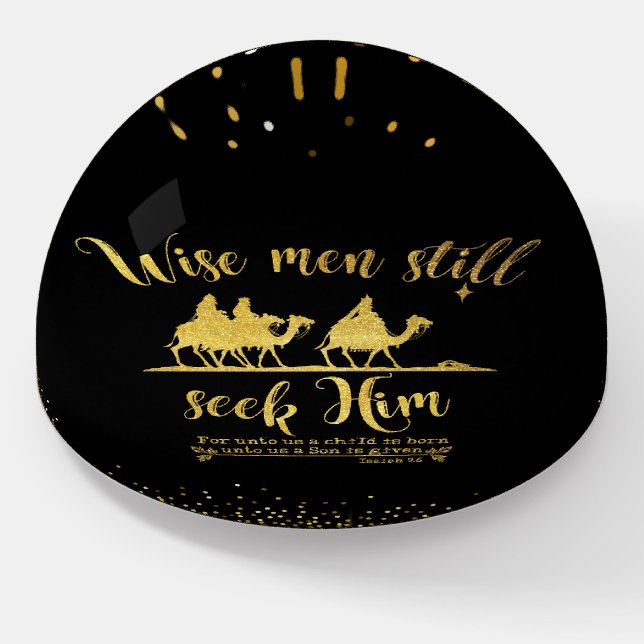 Gold Wise Men Still Seek Him with Bible Verse Paperweight (Angled)