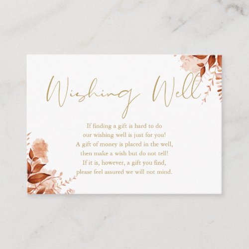 Gold Wishing Well Autumn Fall Floral Wedding Enclosure Card