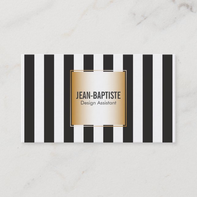 Gold with B&W Stripes Business Card (Front)