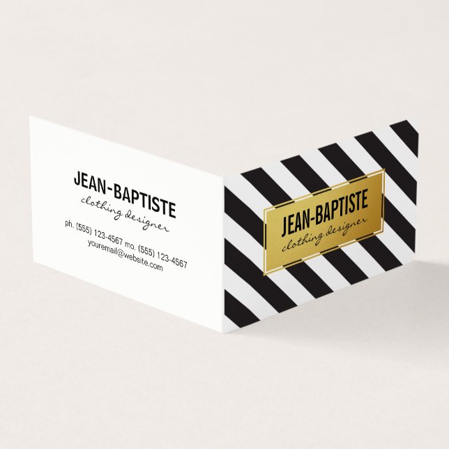 Gold with B&W Stripes Business Card (Outside)