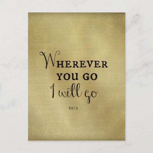 Gold with Bible Verse Wherever you go Announcement Postcard