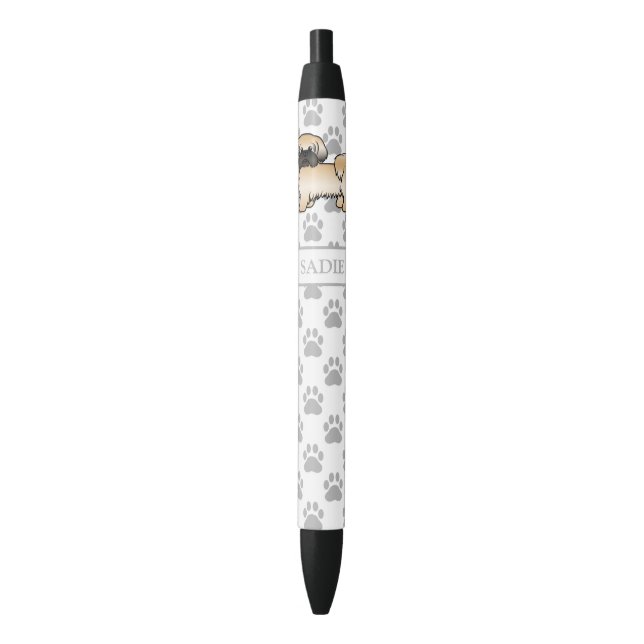 Gold With Black Mask Shih Tzu Cartoon Dog & Name Pen (Front Vertical)