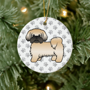 Shih-Tzu Dog 'Love You Mum' Photo Slate Christmas Gift Ornament AD-SZ1lymSL 