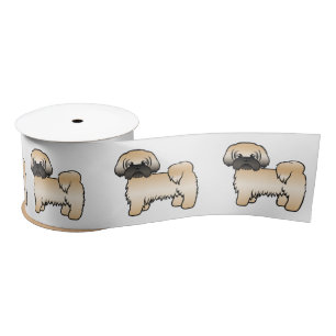 Gold With Black Mask Shih Tzu Cute Cartoon Dog Satin Ribbon