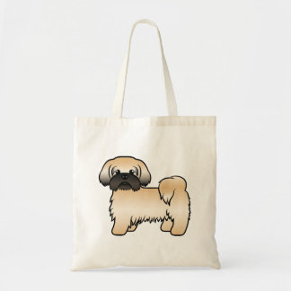 Gold With Black Mask Shih Tzu Cute Cartoon Dog Tote Bag