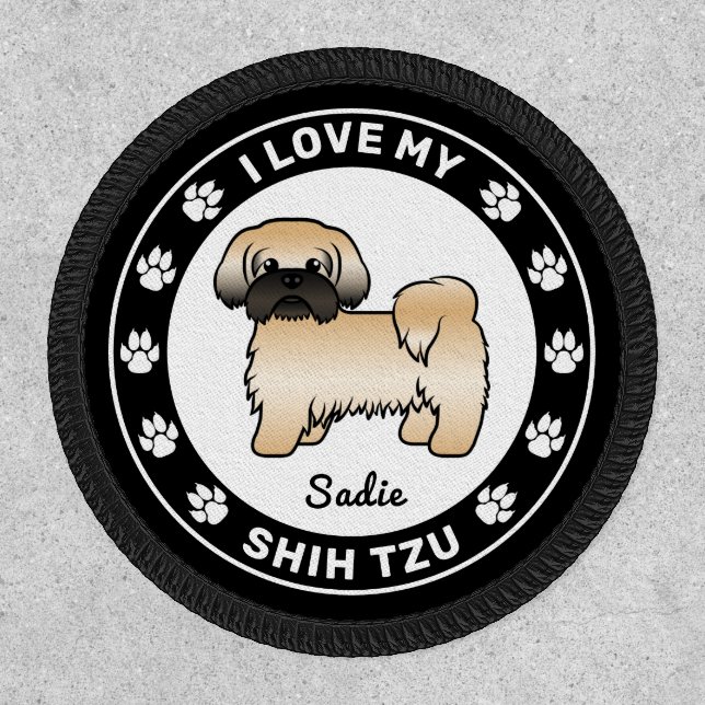 Gold With Black Mask Shih Tzu Dog Shih Tzu Love Patch (Front)