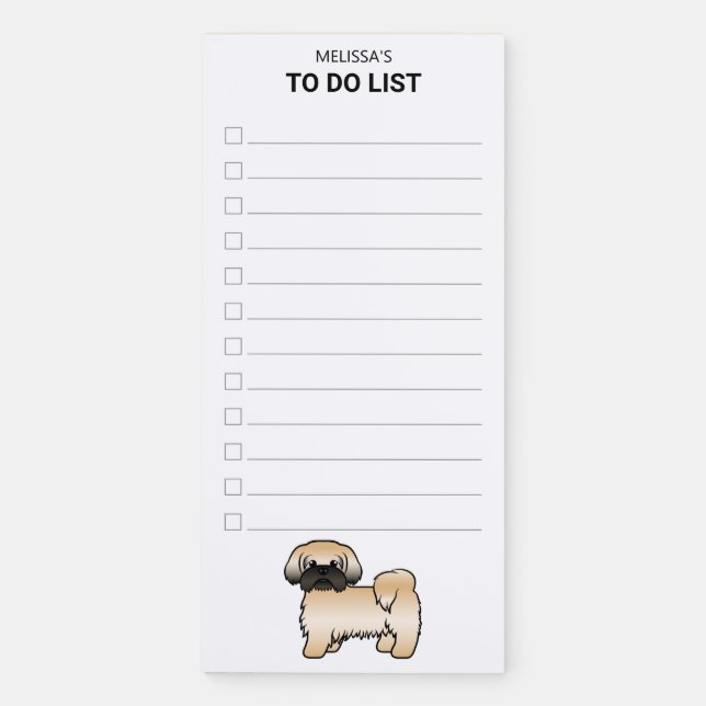 Gold With Black Mask Shih Tzu Dog To Do List Magnetic Notepad (Front)