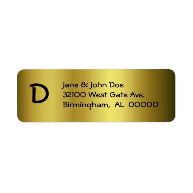 Gold With Monogram Address Labels (Front)