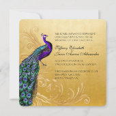 Gold With Peacock Wedding Invitation (Front)