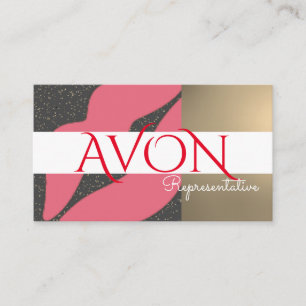 Gold with Pink Lips Personalized Avon Business Card