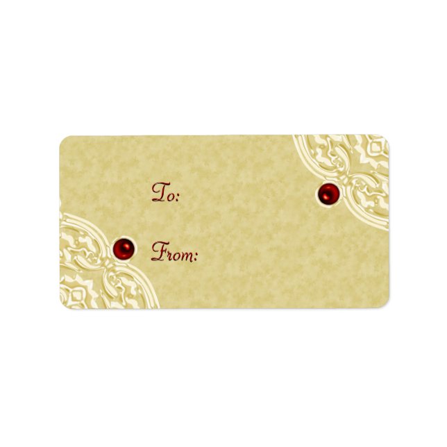 Gold with Red Holiday Gift Labels (Front)