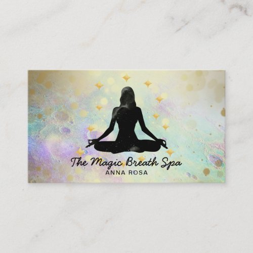  Gold Woman Glitter Meditation  Mindfulness Yoga Business Card