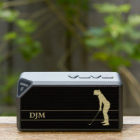 Gold Woman Golfer Silhouette Monogram