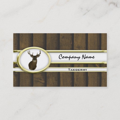 Customizable Gold Wood Deer Taxidermy Business Cards
