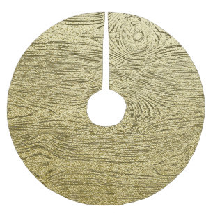 Gold Wood Glitter Texture Background Brushed Polyester Tree Skirt