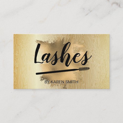 Gold Wood Grain Line  Gold Foil  Lashes Appointment Card