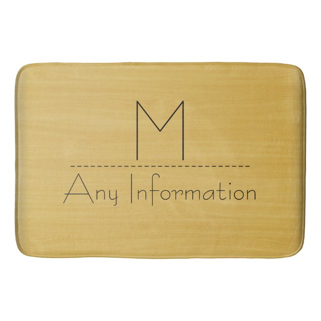 Gold Wood Grain Texture Monogram Bathroom Mat (Front)