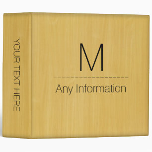Gold Wood Grain Texture Monogram Binder