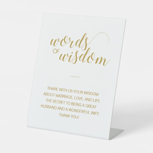 Gold Words of Wisdom Advice For Newlyweds Wedding Pedestal Sign