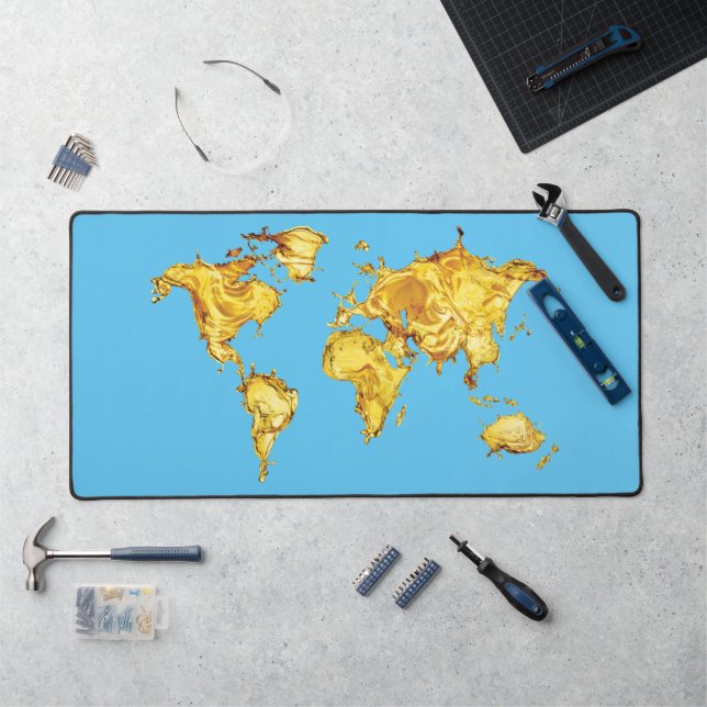 Gold World Blue Sea Computer Gamer Expert Desk Mat (Workstation)