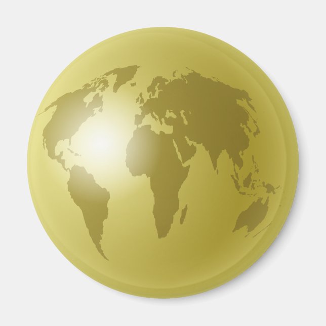Gold World Globe Magnet (Front)