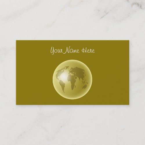 Gold World Globe, Your Name Here Business Card