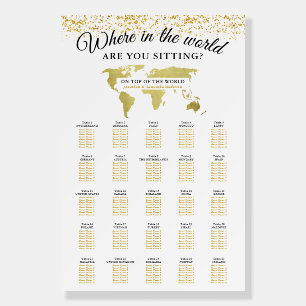 Gold World Map 25 Table Seating Chart Foam Board