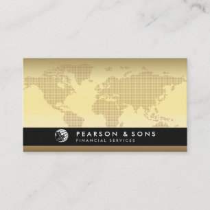 Gold World Map Business Finance Financial Business Card
