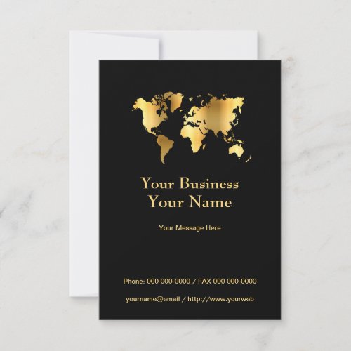 Gold World Map Business Promotional Card